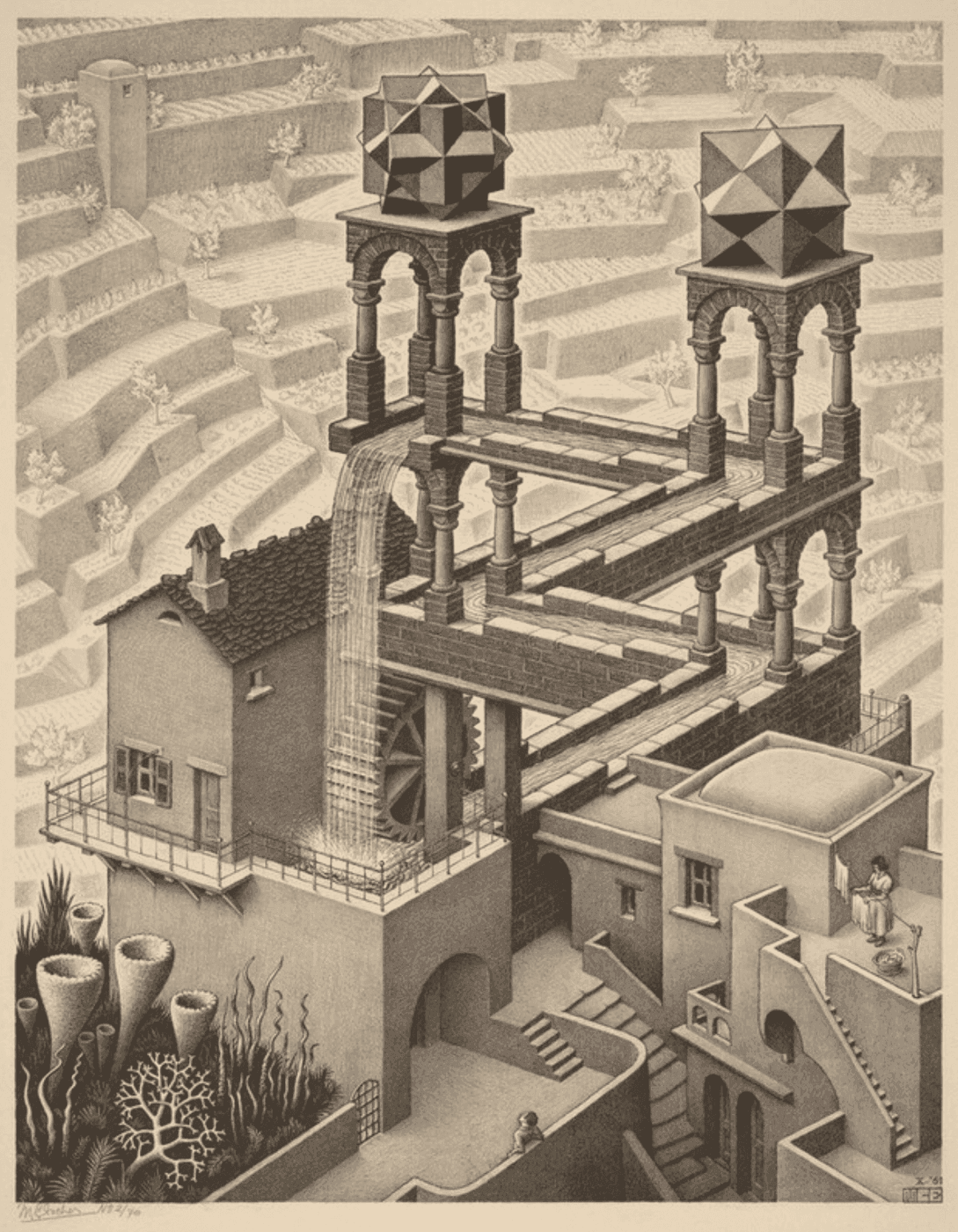 Waterfall — M.C. Escher