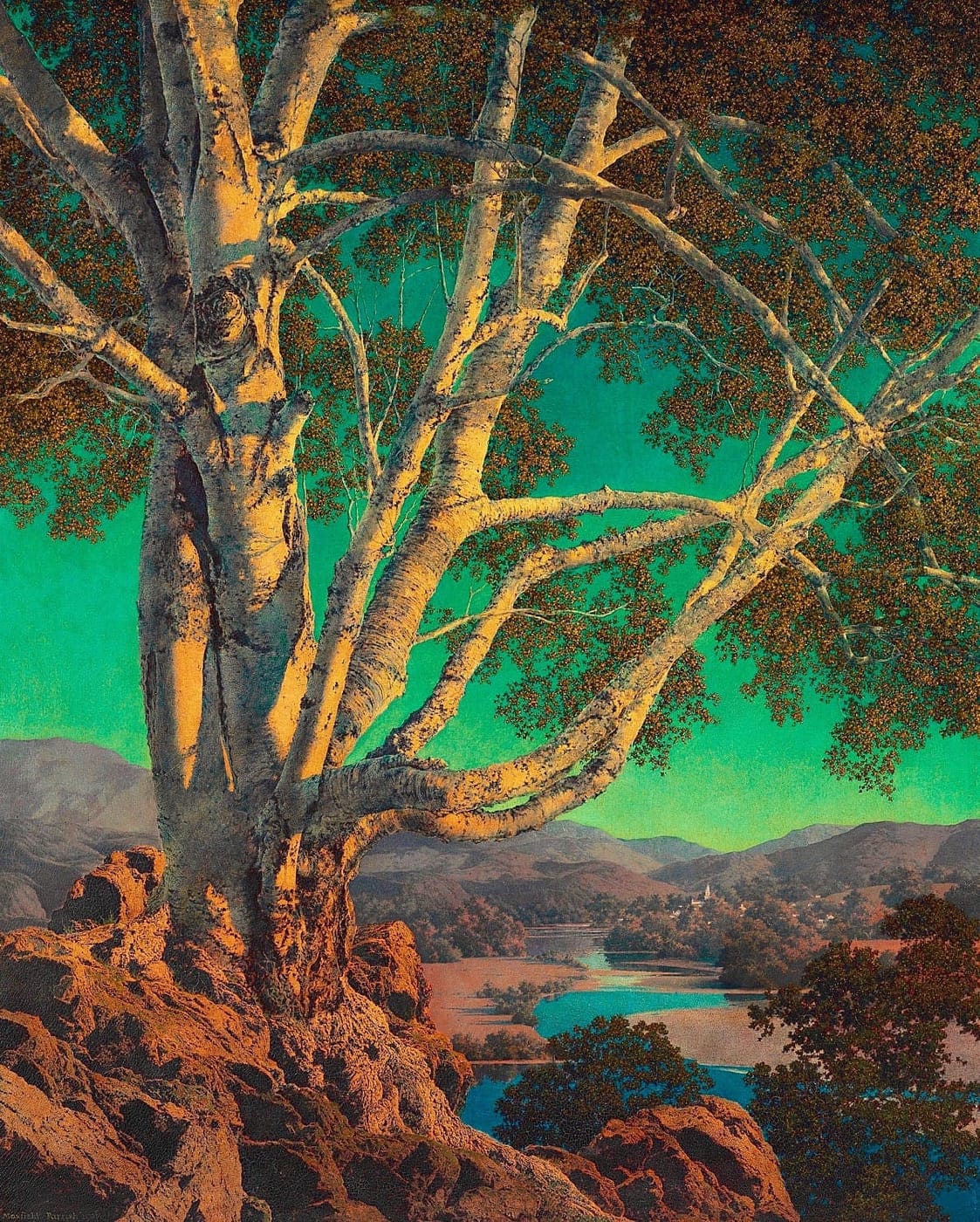 Old White Birch — Maxfield Parrish